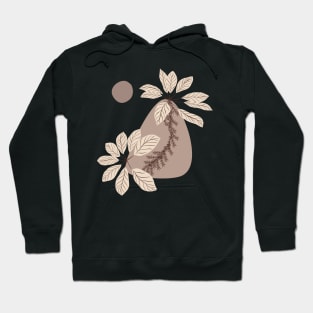 Modern Minimal Boho Abstract Shapes Flowers Plants Warm Tones  Design Hoodie